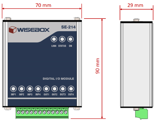 Dimensões do Wisebox SE-214